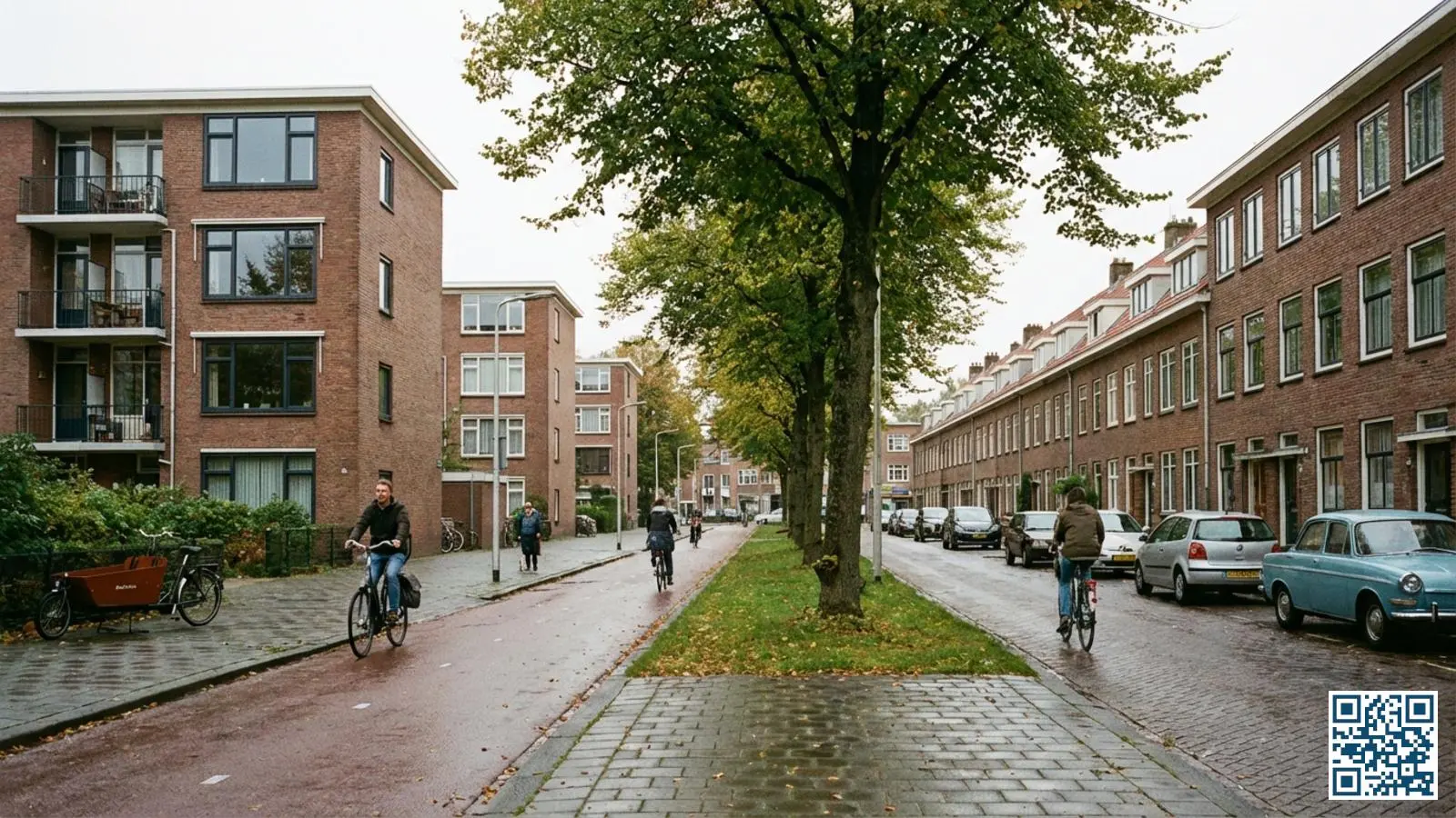 Arnhemse wederopbouwwijk met gerenoveerde portiekflats en naoorlogse woningen met vernieuwd isolatieglas