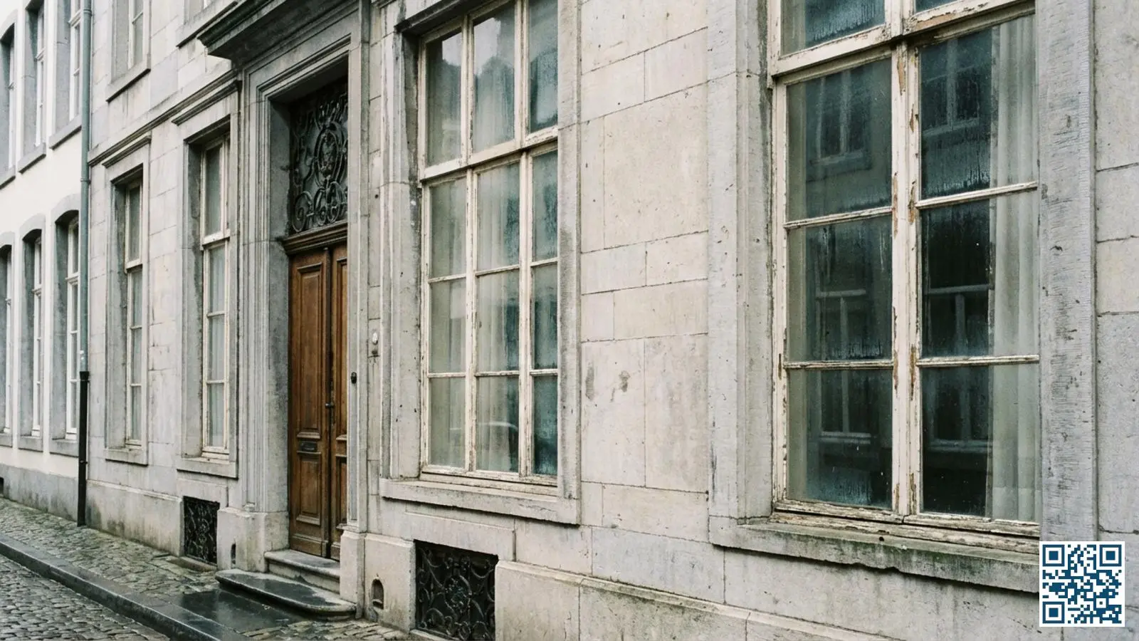 Maastrichts herenhuis met grote ramen en fijne roedeverdelingen in een historisch kalkstenen kozijn
