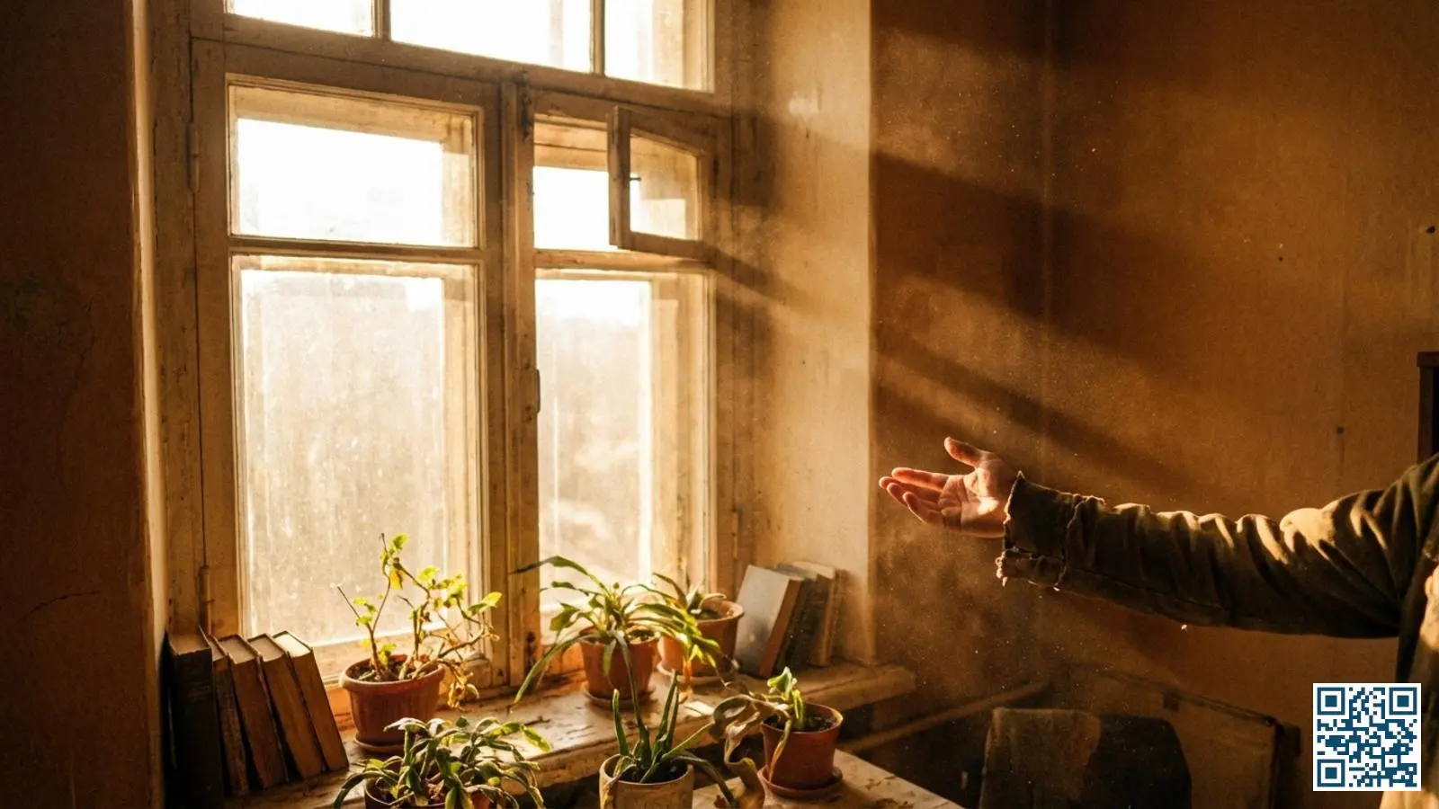 Zonnestralen die door een raam vallen en warmte in de kamer brengen met zichtbare lichtbundels